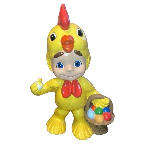 Vintage 1970s Ceramic Atlantic Mold Rare Easter Boy in Chicken Suit Hand Painted - Picture 1 of 6